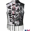 WWE Monday Night RAW Rhea Ripley 2026 Chain and Spiked Black and White Leather Vest back view