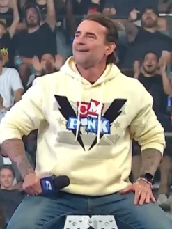 WWE Smackdown 2026 CM Punk Cream Hoodie Money in the bank