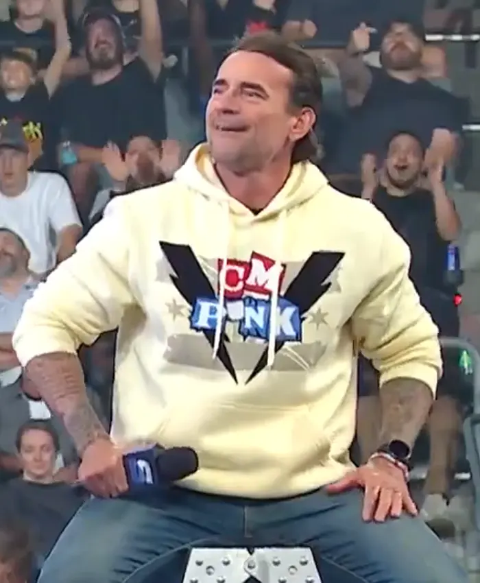 WWE Smackdown 2026 CM Punk Cream Hoodie Money in the bank