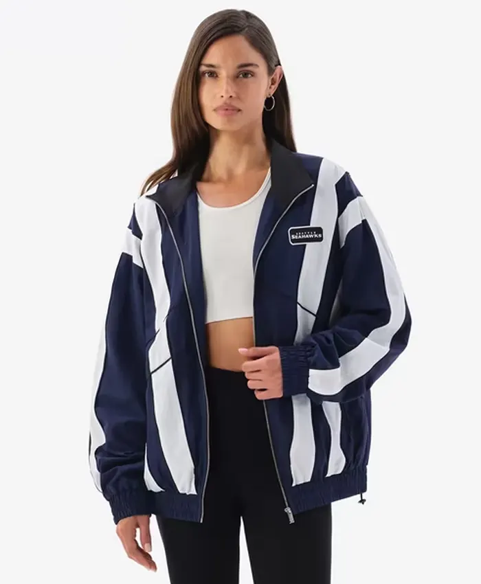 Womens Seattle Seahawks Off Season x NFL College Navy Zip Up Windbreaker Jacket