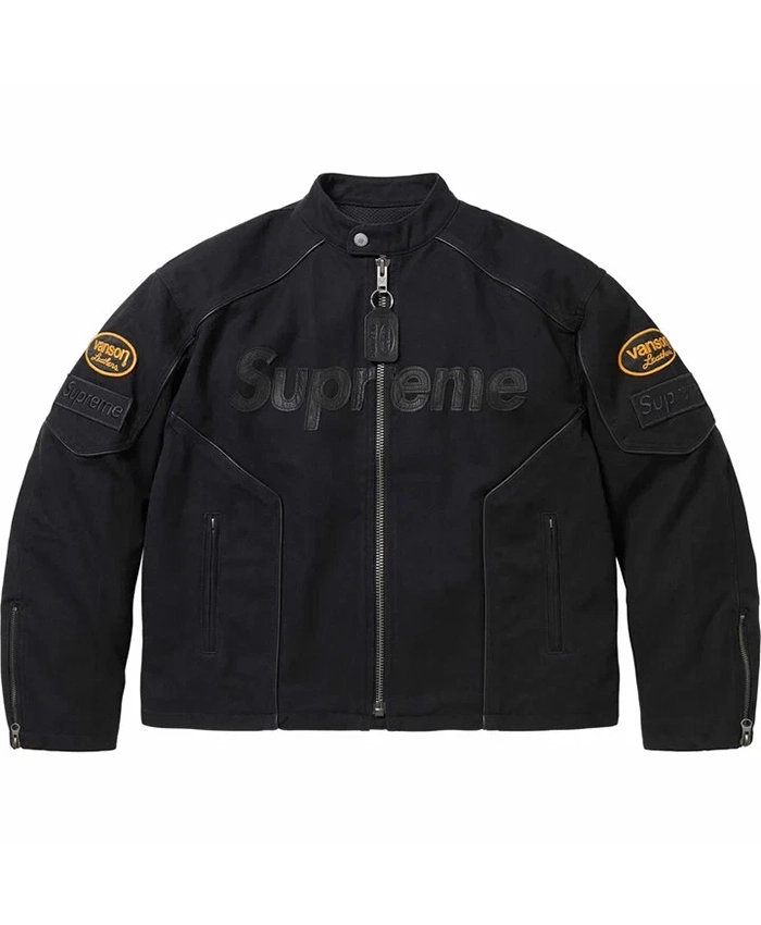 supreme x vanson leathers cordura cotton jacket black
